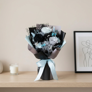 Bouquet de roses éternelles style <span class=keywords><strong>Chevalier</strong></span> Noir, roses noires gothiques, boîte carrée, cadeau pour femme, mariage, Saint-Valentin, Fête des Mères, Noël - Product Image 3