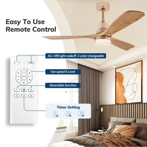 Gran oferta, ventilador de techo dorado francés Vintage, <span class=keywords><strong>Motor</strong></span> de CC de 6 velocidades, 3 aspas de ventilador de madera maciza, ventilador de techo interior silencioso LED de 22W con luz - Product Image 4