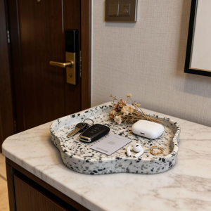 Plateau de rangement décoratif portable en résine terrazzo en forme de nuage pour cuisine, salle de bain, chambre, table basse - Organisateur de décoration intérieure - Product Image 5