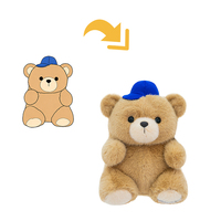 Ours en peluche bleu avec chapeau, coussin doux pour bébé, animal en peluche super mignon, anti-stress, pour machine à griffes, ODM OEM, logo personnalisé