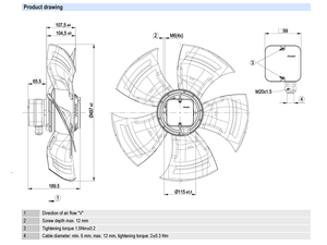 Ventilador axial de CA de 500 mm ebm-papst A4D500-AJ03-01, ventilador de refrigeración industrial para sistemas HVAC y de condensación - Product Image 2