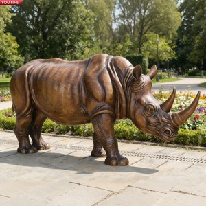 YOUFINE Estatua de Rinoceronte de Bronce de Tamaño Real, Escultura de Rinoceronte, Arte de Vida Silvestre para Jardín o Propiedad - Product Image 2