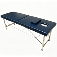 Table de massage pliante de luxe à 2 sections avec pieds en acier inoxydable, table professionnelle pour salon et spa