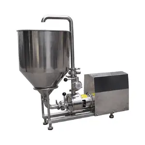 In-line high speed shear homogenizing mixer with hopper/funnel