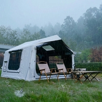 Abri familial portable imperméable avec auvent pour 4 à 6 personnes, cabane facile à installer pour les voyages et les pique-niques, grande tente de camping gonflable