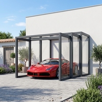 Abri de voiture extérieur Kalaishi personnalisé, résistant aux intempéries, avec cadre en alliage d'aluminium et porte coulissante en verre étanche