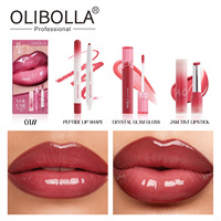 Kit Lèvres 3-en-1 Waterproof Longue Tenue Anti-Bavures avec Logo Personnalisé : Gloss, Crayon et Rouge à Lèvres Volume Hack Trio