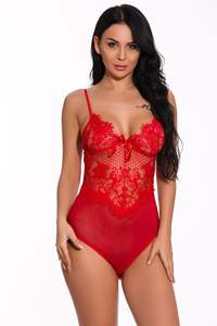 Kadın dantel Bodysuit Hollow Out nefes erotik iç çamaşırı örgü işlemeli Catsuit şeffaf yüksek kalite seksi standart naylon - Product Image 5