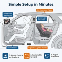 Moniteur de voiture LCD 4,3'' avec caméra de vision nocturne IR pour la surveillance des bébés et des animaux domestiques sur la banquette arrière, sécurité des nourrissons et des enfants