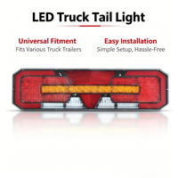 Nouveau feu arrière LED pour camion avec lentille rouge, clignotants ambre étanches, 12V/24V, ajustement universel, 100W, remorque 10-30V