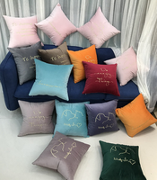 Housse de coussin carrée rose brodé en velours, nouvelle taie d'oreiller avec livraison gratuite, 18 "x 18"