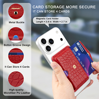 Porte-cartes magnétique en cuir microfibre imprimé sérigraphié effet croco, avec fermeture à clip, personnalisable