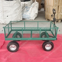 Chariot utilitaire à roulettes en acier inoxydable robuste de 990 lb, à 4 roues, fermé, pour jardin, pelouse, décharge, fleurs, marchandises, plage