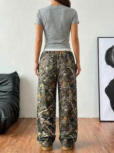 2026 New Arrivals Wholesale Women's American Clothing Vintage Camouflage <strong>Pants</strong> Loose Fit High Waist Drawstring Casual <strong>Pants</strong> - Product Image 3