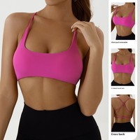 Nouveau soutien-gorge de sport yoga transfrontalier style euro-américain, effet seconde peau, respirant, maintien élevé, bretelles croisées, rehausseur de dos, pour le fitness