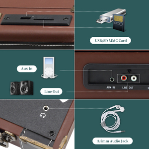 Tourne-disque vinyle portable vintage multifonctionnel personnalisable, best-seller, style rétro, pour disques LP - Product Image 5