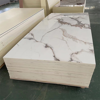 Feuilles de marbre de PVC de film brillant élevé pour les moulures de marbre de panneau UV de mur sur le mur