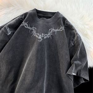 T-shirt personnalisé poids lourd délavé à l'acide Vintage 100% coton délavé au soleil pour hommes à bas tarif c'est-à-dire avec logo imprimé tissu tricoté - Product Image 6