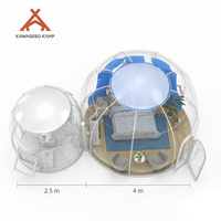 Dôme de glamping en polycarbonate étanche Kawagebo Kamp (KK) 4m + 2.5m, type igloo, pour hôtel, tente de dôme géodésique préfabriquée