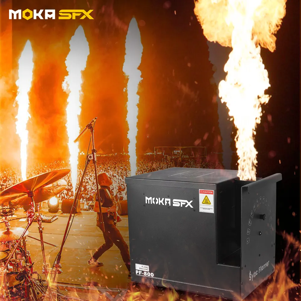 MOKA-Máquina de llama de escenario SFX con rociador de batería impermeable para exteriores, lanzallamas de 8-10m, DMX DJ
