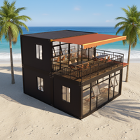 Maison préfabriquée en conteneur de 20 pieds, bar, café, 2 étages, panneaux sandwich EPS, structure en acier, bâtiment modulaire, résistance au vent de classe 12