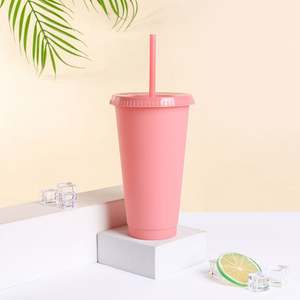 BPA Free Colorful 16oz 24oz Reusable Leak-Proof Plastic <b>Straw</b> <b>Cup</b> with Lid Boiling Water Applicable for Stadium Party Events - Product Image 4