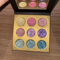 Palette de fards à paupières pour fabricants, maquillage haute pigmentation, fard à paupières pressé, marque privée, palette de fards à paupières duo-chrome 9 couleurs
