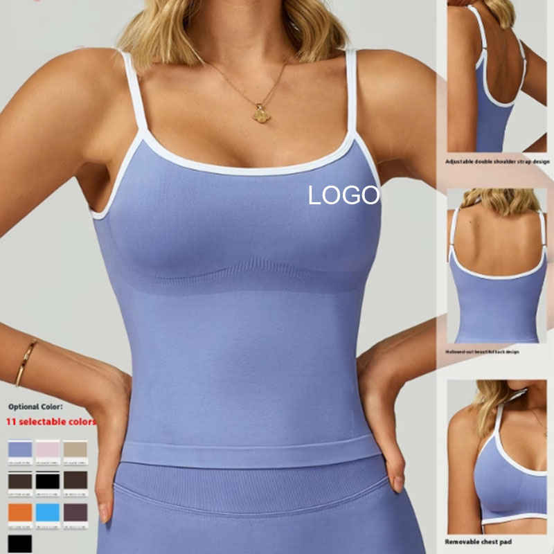 Women's Seamless Lightweight Yoga Tank Top Sports Vest Outdoor Running Fitness Underwear Breathable Hollow Back Quick Dry