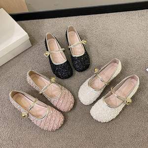 Chaussures pour dames Chaussures respirantes à bout rond Paillettes Beige Elegant Party Chaussures plates pour femmes avec remise Y2k en solde Printemps 39 - Product Image 3