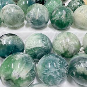 Esfera de Fluorita con Plumas de Estilo Bohemio, Piedra de Cristal Natural de Alta Calidad al por Mayor para Decoración del Hogar y Regalos Navideños - Product Image 4