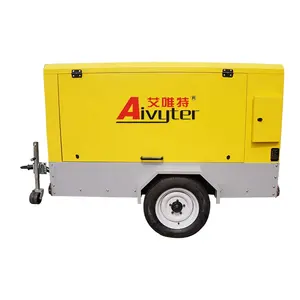 423cfm 10bar Concrete Breaking Diesel Portable Screw Air Compressor For Road Construction