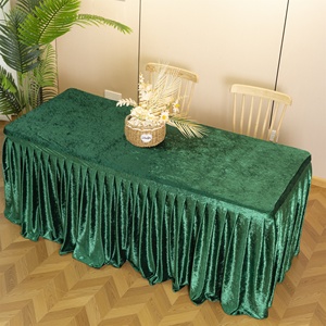 Luxury Custom Design Crushed Velvet <b>Table</b> Skirt Fitted Washable Tablecloth For B2B Party Rental And Catering Services - Product Image 1