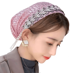 Nouveau <span class=keywords><strong>bonnet</strong></span> <span class=keywords><strong>chimio</strong></span> tressé hijab, turban africain pour femmes musulmanes, en tissu à sequins respirant et écologique, chapeaux quatre saisons - Product Image 3