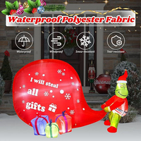 Ornements de Noël gonflables personnalisés dinosaure vert volant un sac de cadeaux de Noël avec éclairage LED décor d'entrée