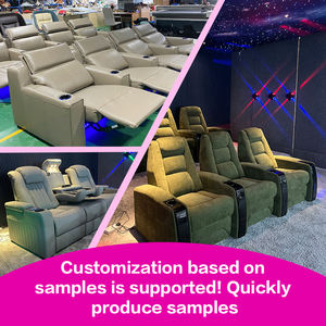 Moderner Heimkino-Sessel aus Echtleder mit Blauer Beleuchtung, USB-Ladefunktion, Ausziehbarem Holzrahmen, Massagesitz und Metallbeinen - Product Image 6