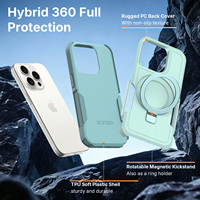 Funda Resistente a Caídas para Teléfono con Anillo Plegable y Soporte, Cubierta Protectora Reforzada para iPhone 15 16 17 Pro Max