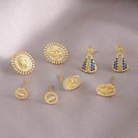 Bijoux de haute qualité plaqués or 18 carats, boucles d'oreilles exquises, bijoux religieux, boucles d'oreilles Vierge Marie pour femmes