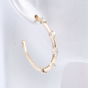 10K <b>14K</b> 18K Solid <b>Gold</b> Lab Diamond <b>Hoop</b> <b>Earrings</b> HPHT Lab Grown Diamond Loop <b>Earrings</b> for Engagement Gift - Product Image 1