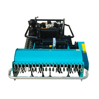 Mesin Diesel Robot kecil pemotong rumput pemotong lebar 800mm 1000mm 1200mm pengendali jarak jauh Crawler pemotong rumput