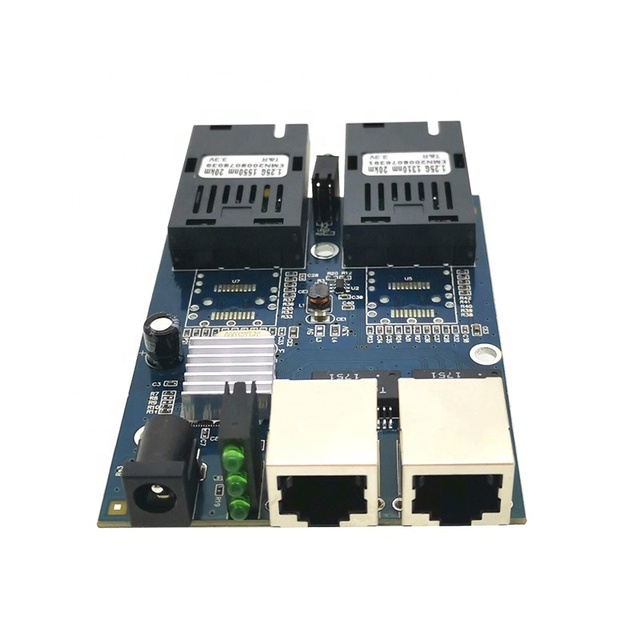 New PCBA Board Gigabit Ethernet Fiber Switch 2RJ452SC1.25g Giga Media Converter 1310 / 1550nm