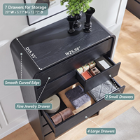Commode moderne Aitjunz à 6 tiroirs en bois pour chambre et salon, design incurvé de 55 pouces de haut, noir, rangement réglable
