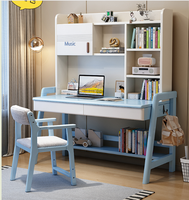 Bureau d'étude en bois massif avec étagère et hauteur réglable pour enfants et bureau à domicile - Vente en gros