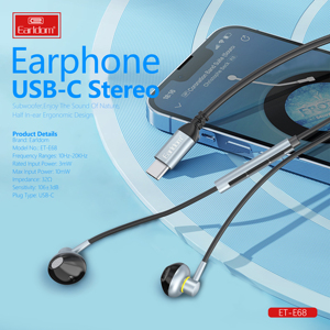 Audífonos Intraurales con Cable de Audio Digital Tipo C Earldom para Huawei, Samsung, iPad y Juegos de Computadora, Conector de 3.5 mm - Product Image 4