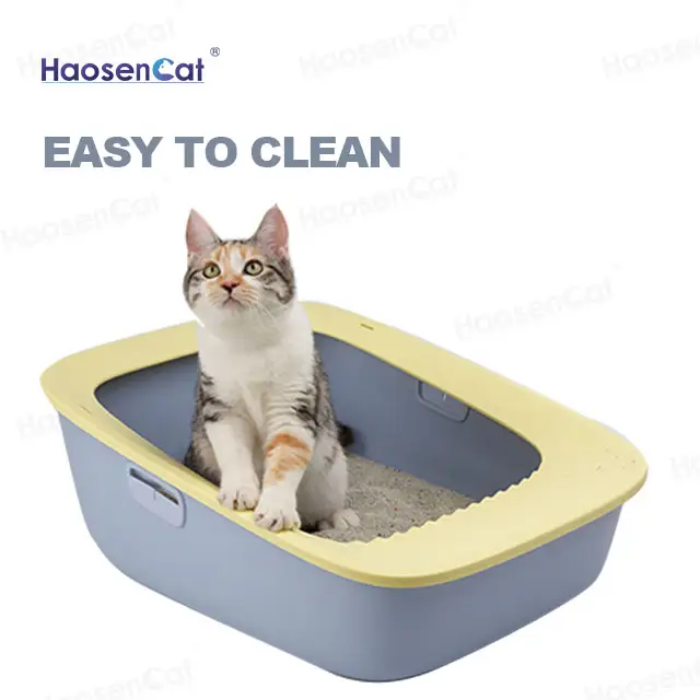Hot Sale Cat Litter Pan With Sifter Semi-Enclosed Plastic Large Cat Litter Box