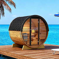 Sauna Redonda para Exteriores, Spa de Desintoxicación y Bienestar, Sauna de Barril con Ventana Panorámica de Burbujas, para Jardín o Patio Trasero