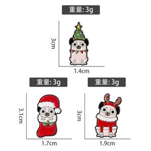 Natal anjing Enamel pin Santa Claus Elk pohon mode lencana kerah bros liburan perhiasan aksesoris hadiah - Product Image 5