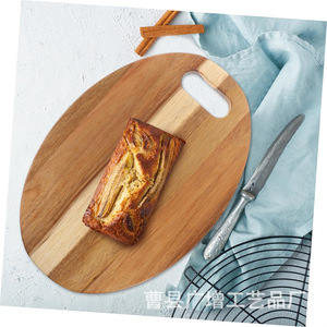 Acacia <b>Wood</b> Cutting Board Oval With Handle Solid <b>Wood</b> Chopping <b>Block</b> For Kitchen Use - Product Image 2