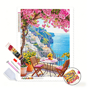 Kit de Peinture Diamant 5D DIY Scène Balcon Méditerranéen, Peintures Diamant Complètes pour Décoration Intérieure, Ensemble Artisanat - Product Image 1
