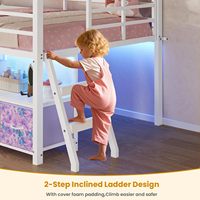 Lit mezzanine moderne en métal pour enfants, taille double, avec 7 tiroirs, garde-corps de sécurité, échelle inclinée - Violet, pour chambre à coucher