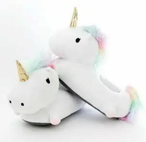 Pantofola unicorno in peluche OEM personalizzata in fabbrica che illumina la pantofola imbottita in peluche con luce